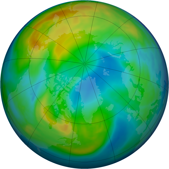 Arctic ozone map for 08 December 2005